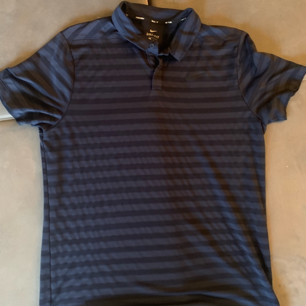 Nike Men's Navy Striped Polo Golf Shirt
